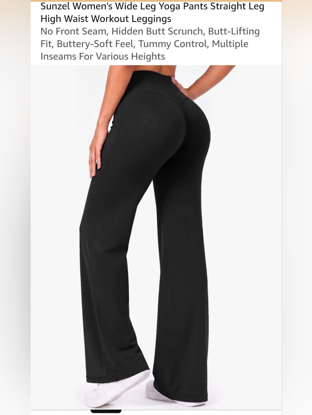 NWT Women's Sunzel Scrunch Booty High Waist Wide Leg Yoga Pants Leggings Black